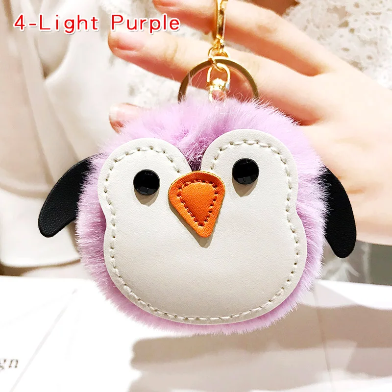 Cute Plush Keychain Animal Penguin Pendant Bag Charm Accessories Kids Toys Line Friends Stuffed Kawaii Keychain For Girls Gift - Цвет: 4-Light Purple