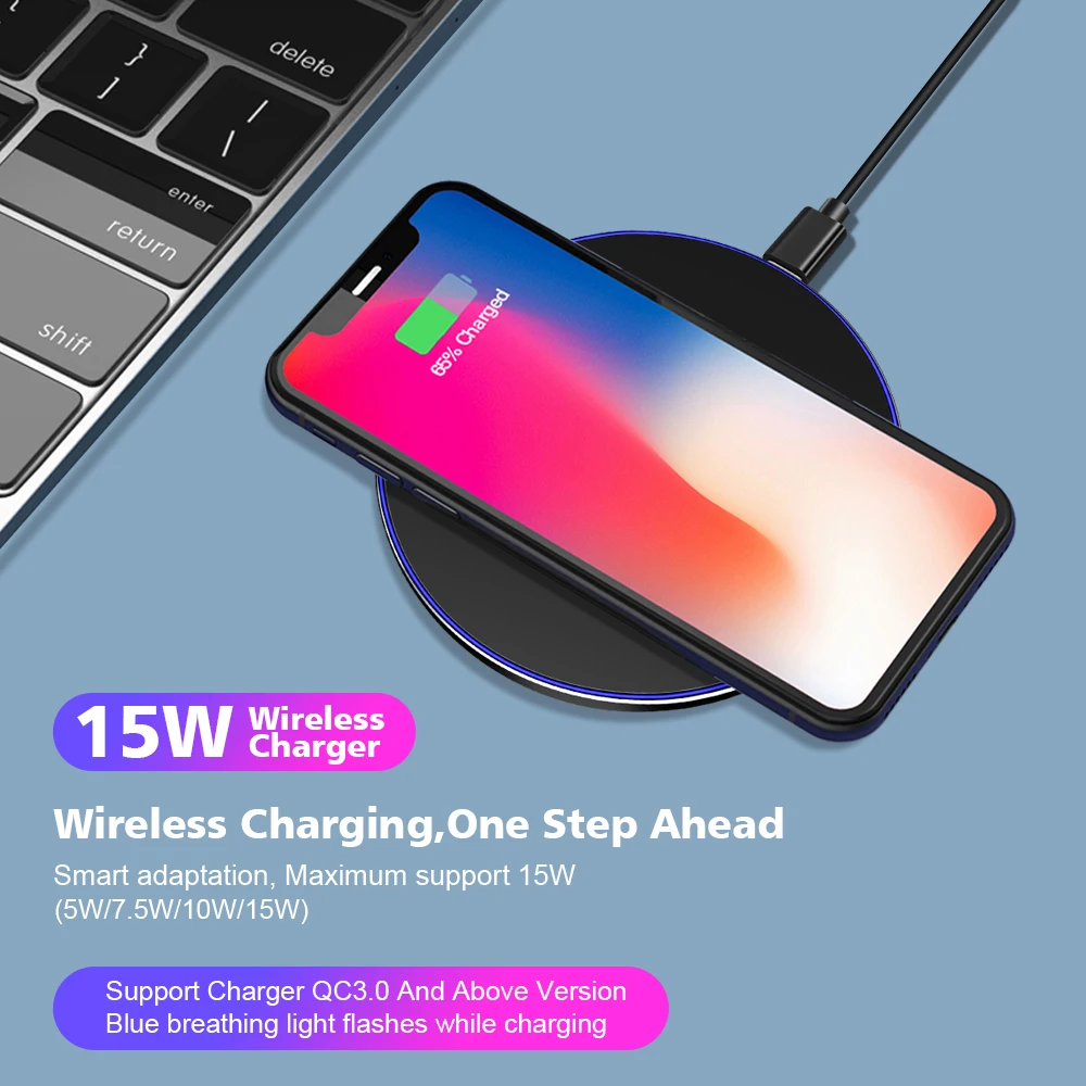 15 Вт Qi Беспроводная зарядная док станция для huawei P30 mate 20 Pro samsung S10 9 Note 10 8 iPhone XR 11 Max