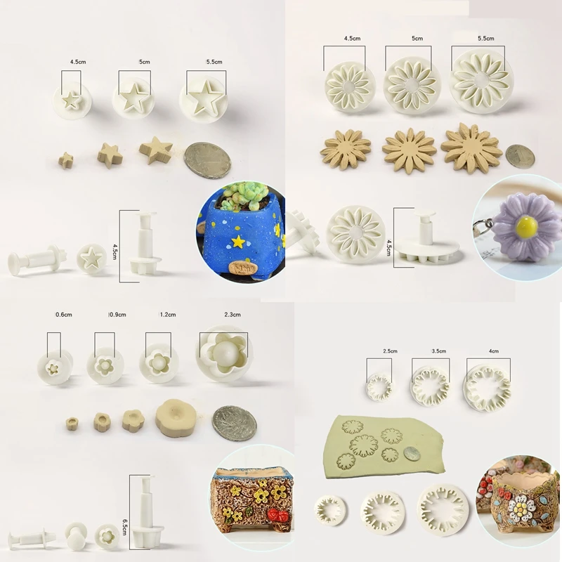 33 шт. пластиковые печати для печати DIY глиняная посуда печать блоков глины инструменты лист/цветок/бабочка/звезды ZXX9178