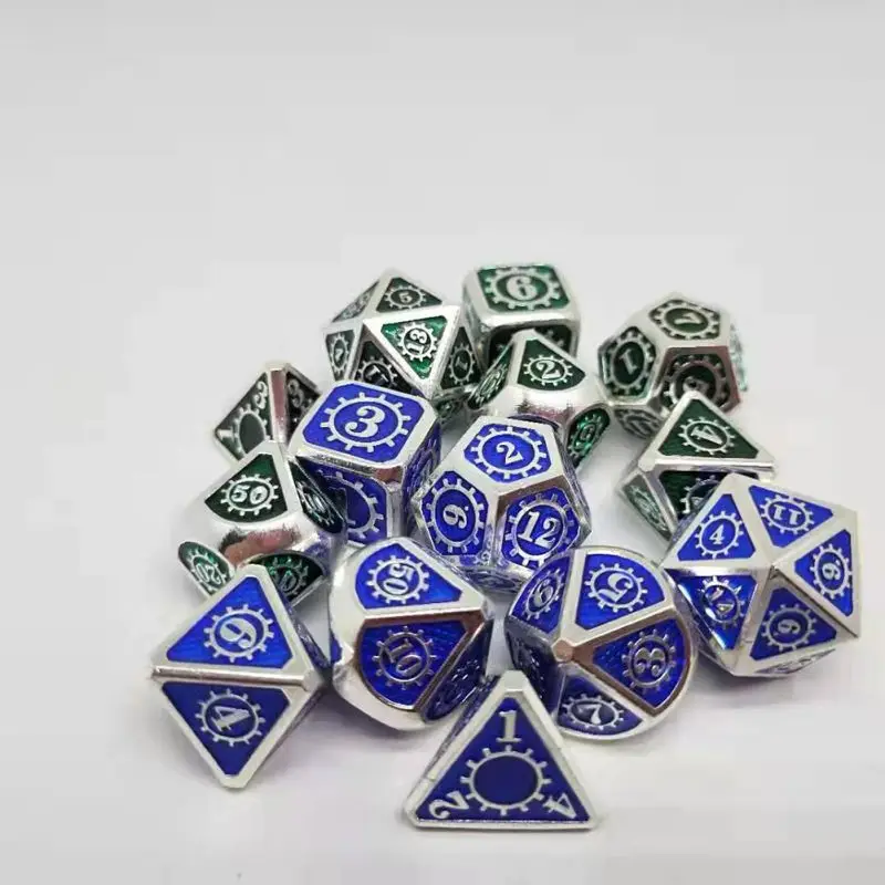 7 шт./компл. металла многогранные кости для DND RPG MTG игра Курсив шрифта кости разные цвета ролевой игры аксессуары