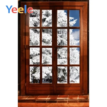 

Yeele Christmas Winter Window Snow Pine Tree New Year Portrait Photography Backdrops Photographic Backgrounds For Photo Studio