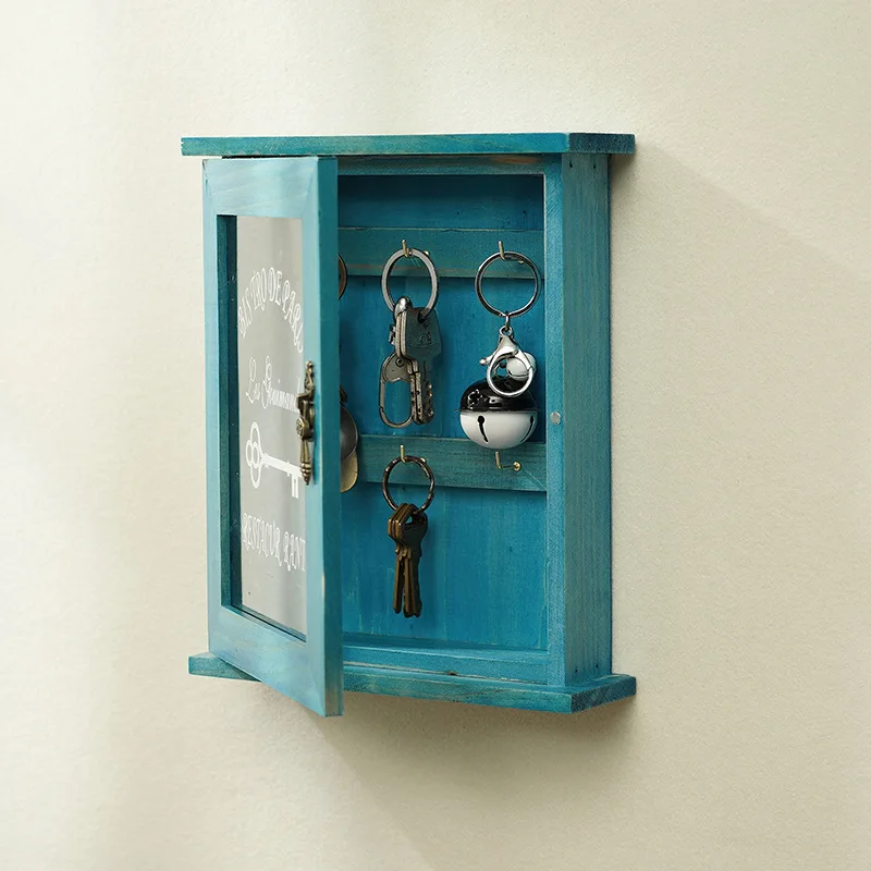  BESPORTBLE Caja de almacenamiento vintage, soporte para llaves  de entrada, caja de almacenamiento de llaves de madera, organizador de pared,  organizador de pared para llaves rústicas, gancho para colgar llaves para