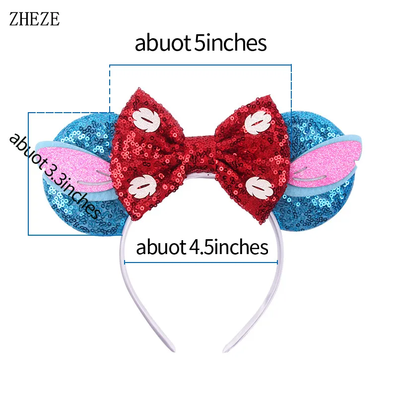 2024 Cute Candy Colors 4Inch Thicken Mouse Ears Headband For Girls Sequins  5 Bow Hairband DIY Festival Party Hair Accessories - AliExpress