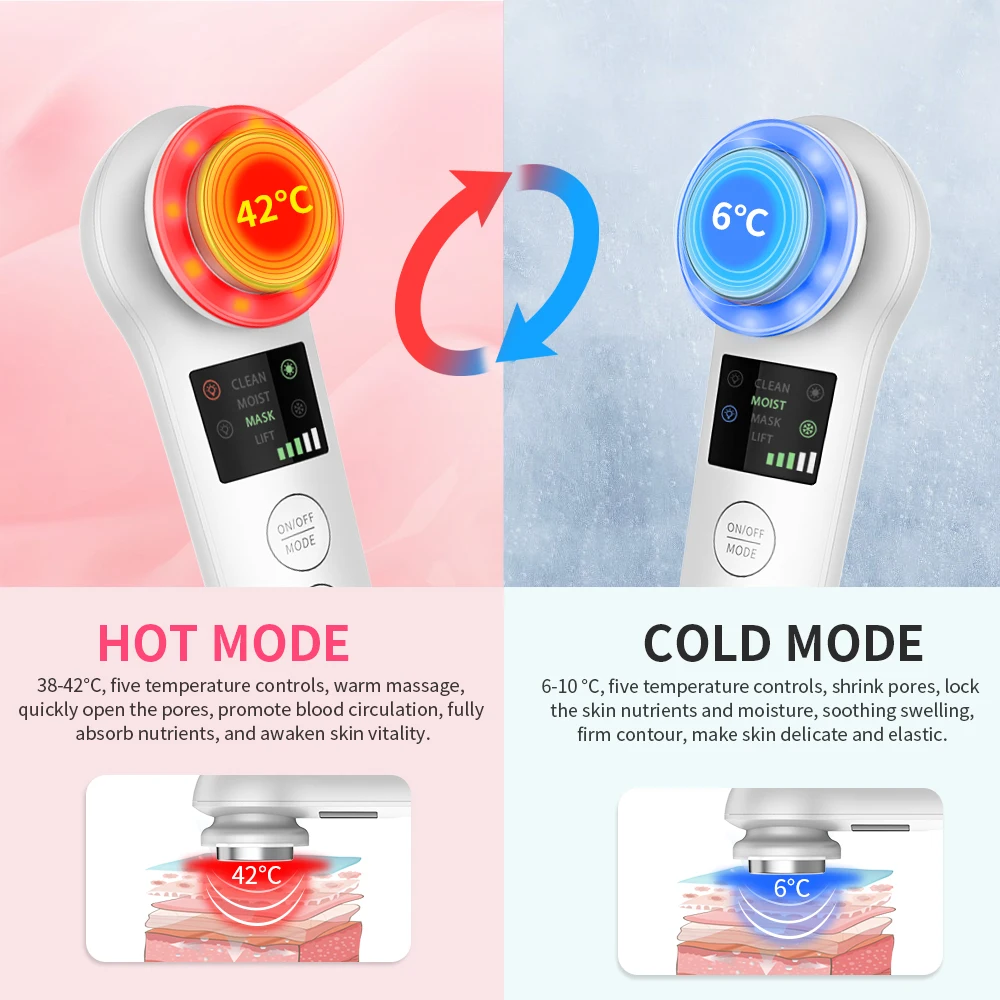 ANLAN Iontophoresis LED Color EMS Beauty Instrument Ultrasonic Microcurrent Import Reduce Wrinkle F