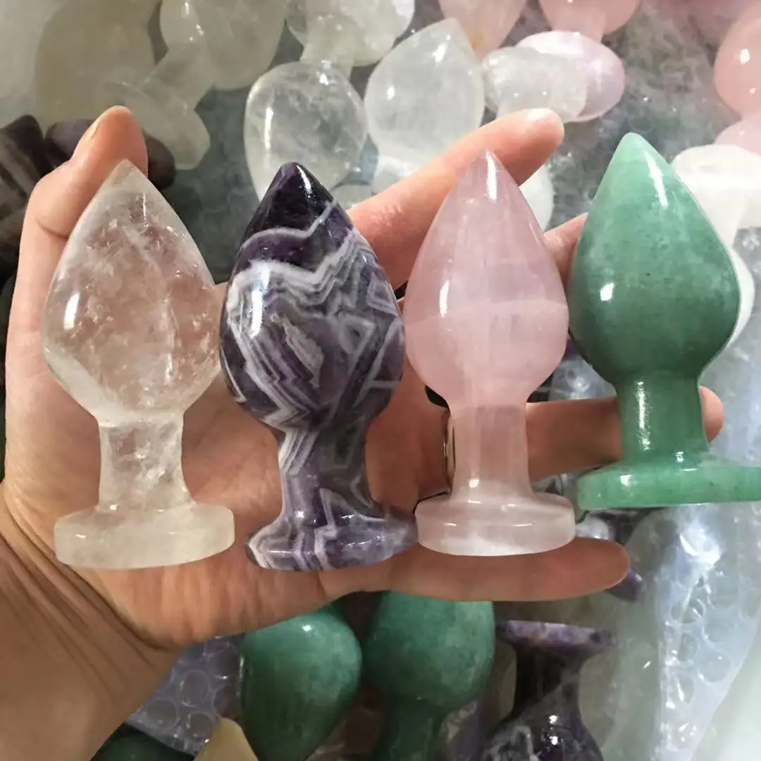 natural rose quartz carvings crystal anal plug healing gemstone stones for sale 2