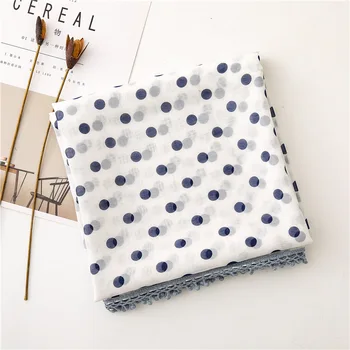

2020 Ladies Fashion blue dot pattern Viscose Shawl Scarf Autumn Winter ethnic Pashmina Stole Bufandas Muslim Hijab Sjaal