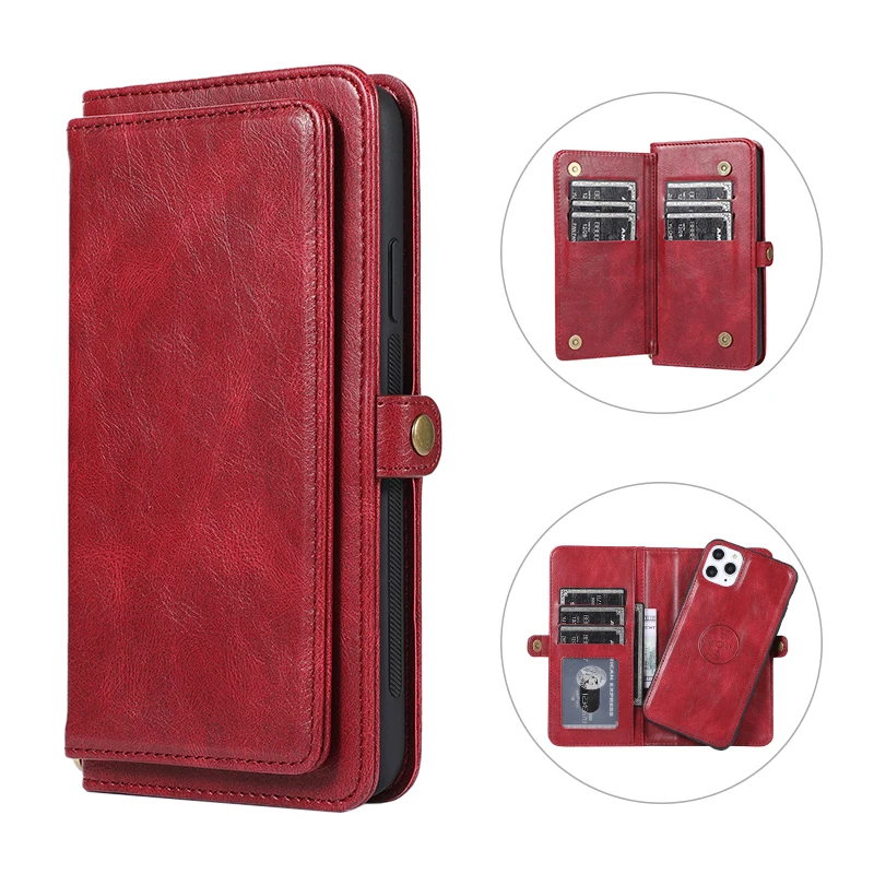 

Haissky 9 Card Slots Detachable Magnetic Wallet Case for iPhone 11 Pro Max Flip Leather Cover for iPhone X Xs Max XR 6 7 8 Plus