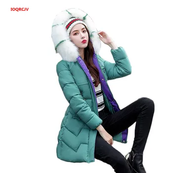 

2019 New Women Winter Jackets Down Cotton Hooded Coat Plus Size Parkas Mujer Coats Fashion Female Fur collar Coats Overcoat 1199