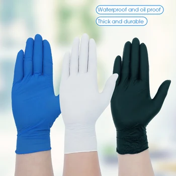 

100/50 PCS Disposable hand latex Nitrile Thicken BLUE gloves Dishwashing Gloves Rubber Garden cleaning Experimental Gloves