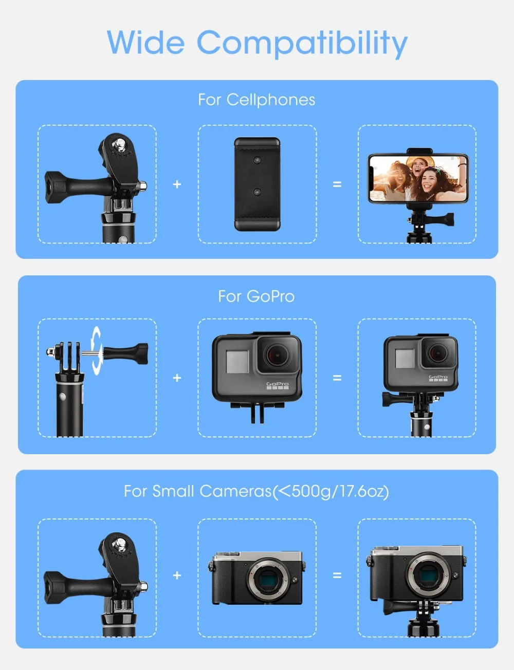 Mpow 074 Bluetooth Selfie Stick Extendable Selfie Stick Tripod Built-in GoPro Connector Detachable Tripod Stand For Phone Selfie (1)