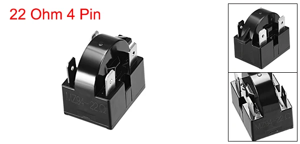 Uxcell 1 шт. 4,7-33 Ом 2-4 Pin холодильник стартер PTC реле пластик черный для различных брендов мини холодильников и охладителей