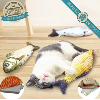 

30CM Pet Cats Electronic Catnip Toys USB Charging Simulation Fish Toys Trembling Cat Chewing Playing Chew Biting Pet Supplies