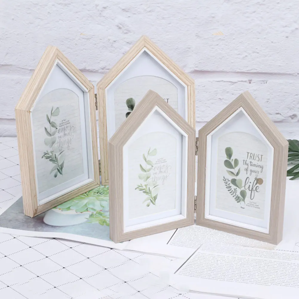 Gifts Office Tabletop Ornaments Baby Birthday Children Bedroom Wood Structure Photo Frame Pictures Crafts Decorations Foldable