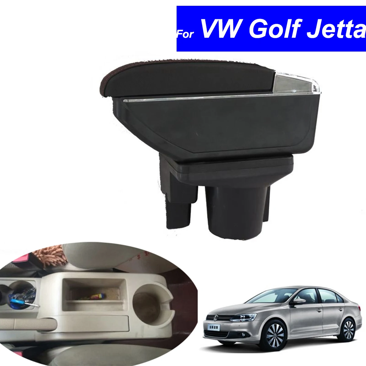 Кожаный Автомобильный подлокотник для Volkswagen VW Golf Hatchback 2010 ~ 2012 / Jetta 2007