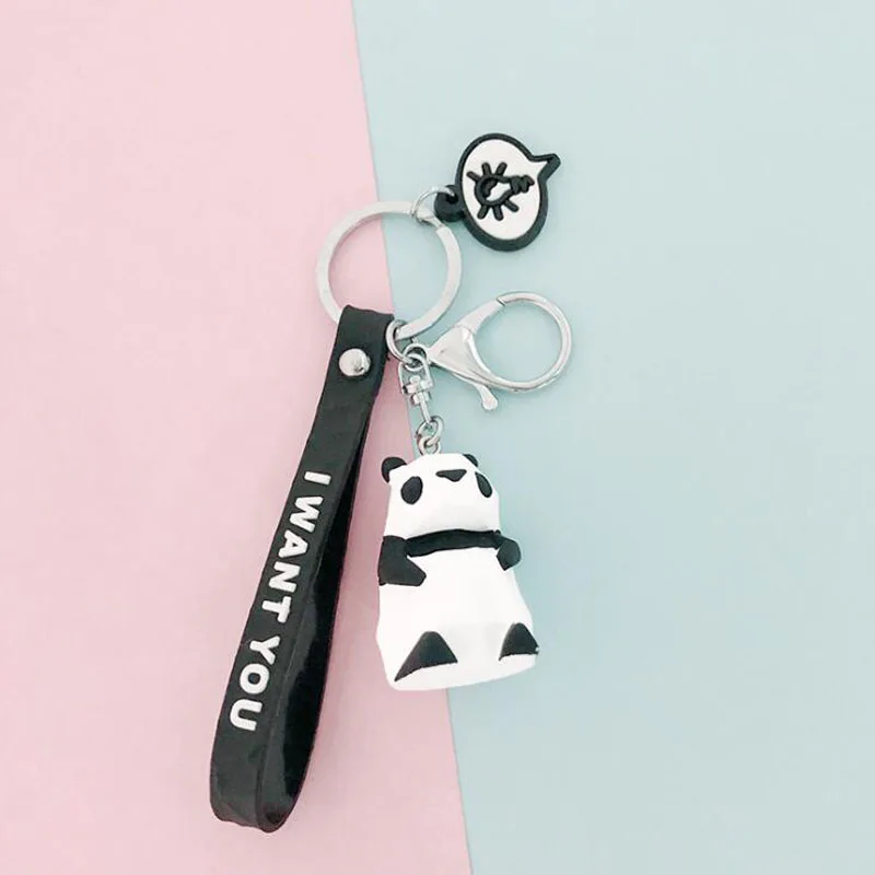 panda 10 шт./партия модные ювелирные изделия Мультяшные брелоки Единорог, динозавр панда Медведь лягушка животные кулон брелок для девочек сумка украшения - Цвет: panda