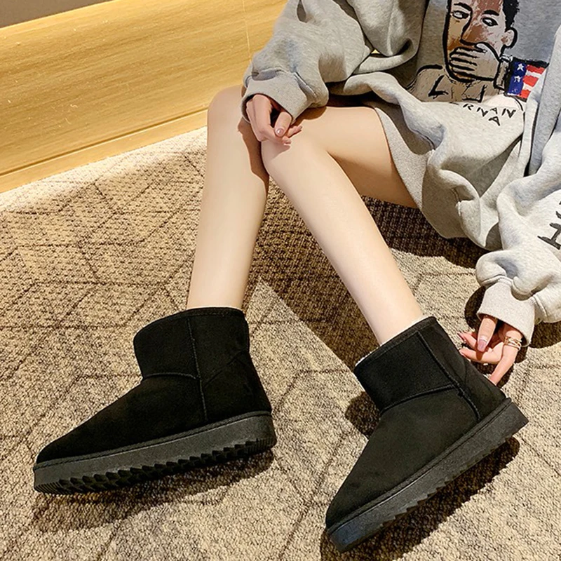 Rimocy/зимние ботинки г., супер теплые плюшевые женские зимние ботинки модные хлопчатобумажные туфли на плоской подошве без шнуровки женские черные повседневные ботинки на платформе