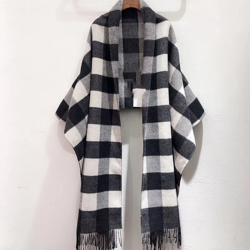 

New Fashion Women Jackets Autumn Spring Plaid Short Coat Wrap Cozy Shawl