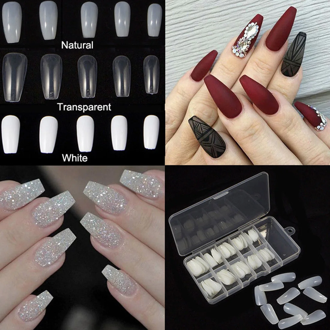 

100pcs Clear/Natural Artificial Fake Acrylic Nails Art Manicure Tools False Nails False French Style Nail Tips