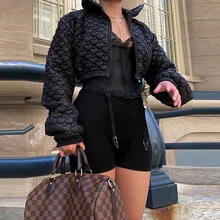 2022 autumn women's clothing new style European and American street trend fashion love short casual padded jacket