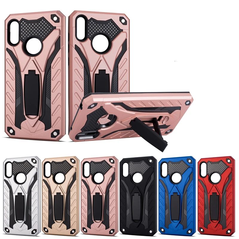 Rugged Protective Case For Huawei Y6 Shockproof Case Knight Armor Hard PC With Stand Phone Case For Y6 Y7 Y9 Pro Prime