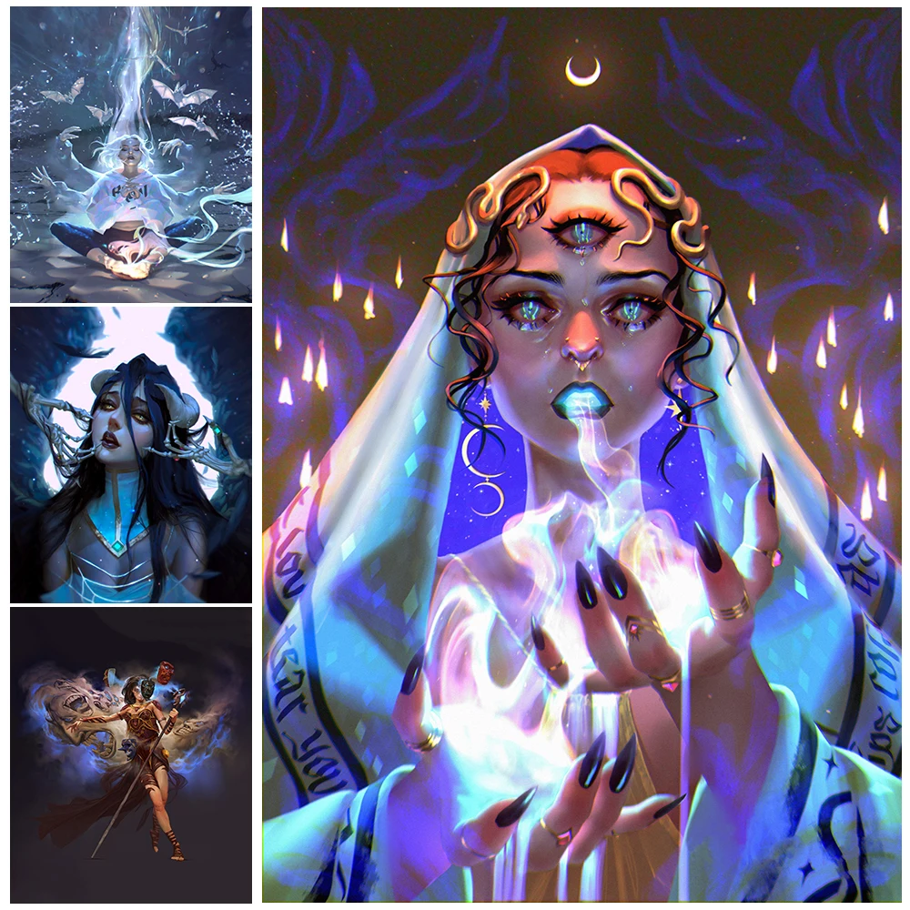 

The Witchcraft Magic Of The Moon Witch Retro Wall Art Canvas Painting Priest Of The Depravity Ceremony Poster Prints Home Decor