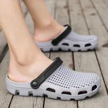 Летняя новая стильная пористая обувь сандалии с закрытым носком, с вырезами, с массажной стелькой дышащие Нескользящие сандалии большого размера