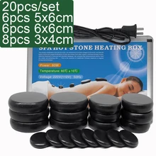 20 шт./компл. горячий массаж камнями комплект нагреватель воска коробка снять стресс боли в спине Здравоохранение Акупрессура вулканической лавы Базальт камни для здравоохранения