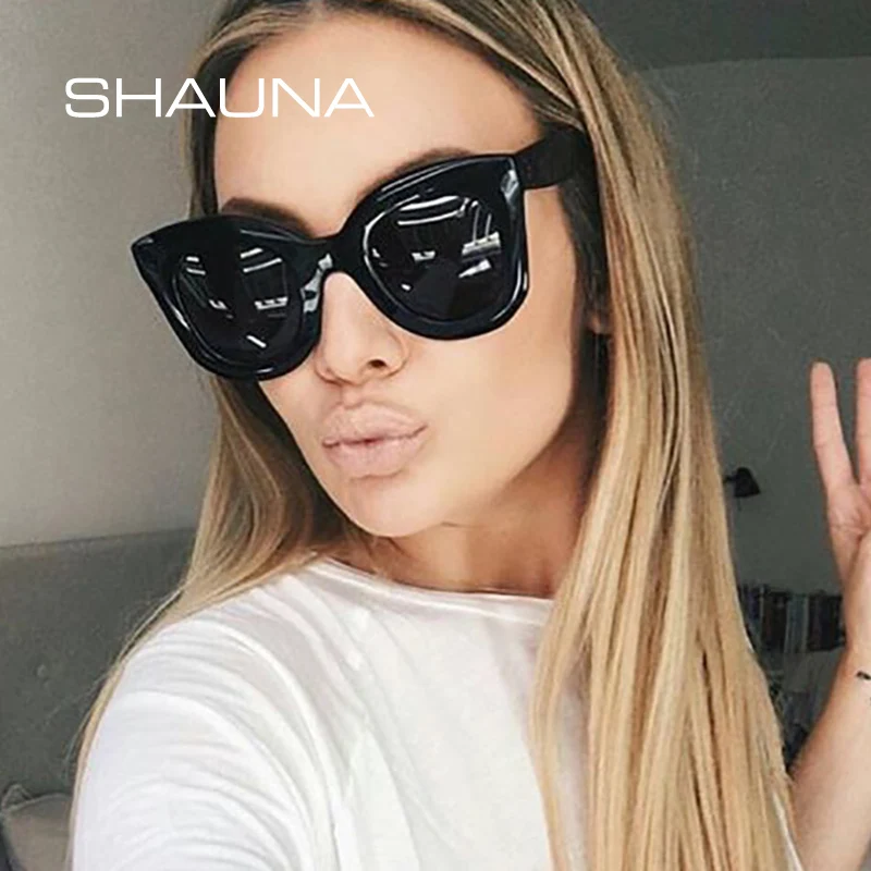 Женские классические очки SHAUNA кошачий глаз с металлическими петлями и