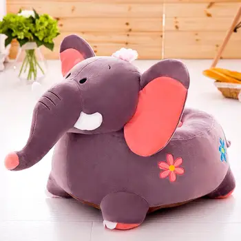 

Cartoon Elephant Shaped Baby Chair Covers Skin-friendly Fabric Washable Non-fading Plush Learn Seat Case without Filler