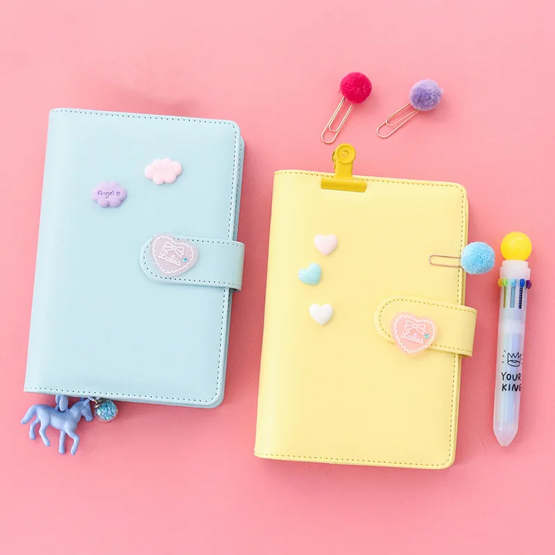 

Yisuremia Cute Macaron PU Loose Leaf Binder Notebook Diary Journal Daliy Planner Notepad DIY Kawaii Sketchbook School Stationery