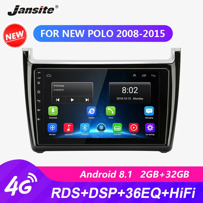 

Jansite RDS 9" Car Radio Android For Volkswagen New POLO 2008-2015 Touch screen GPS Navigation autoradio video with frame R9 R5