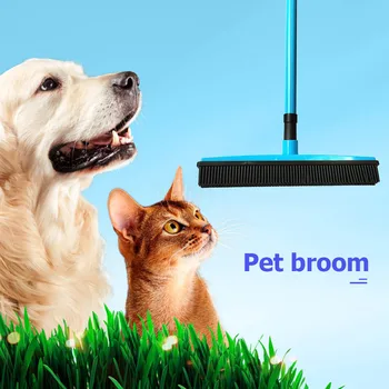 

Rubber Pet Cat Dog Hair Removal Pets Fur Furniture Cleaner Removal Brush Floor Broom Telescopic Carpet Cleaning Tools