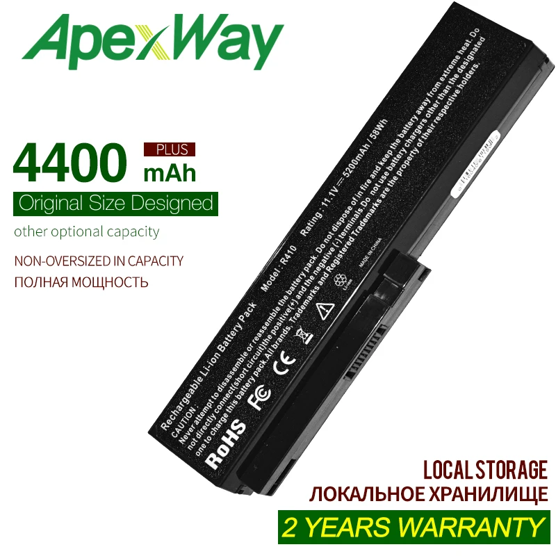 ApexWay 4400mAh лаптоп с Батарея для Fujitsu R410 R510 R560 SW8-3S4400-B1B1 3UR18650-2-T0144 SQU-804 SQU-805 SQU-807 SQU-904