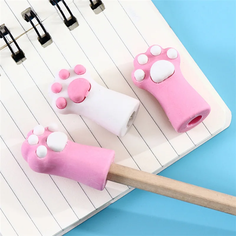 1X Cute Pink Style Cat Paw Rubber Erasers Correction for Pencil School Student StationeryEraser