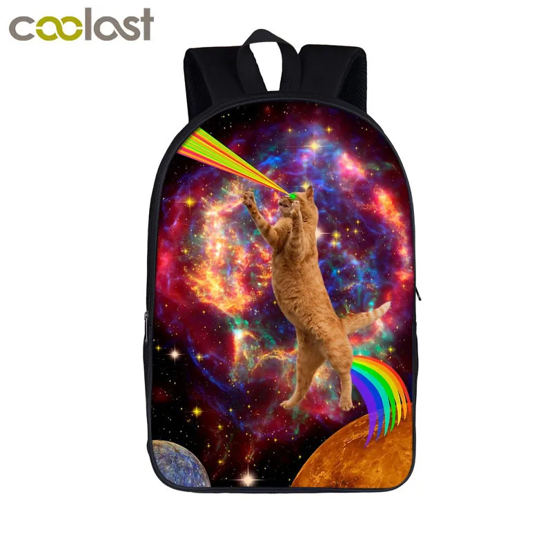 16funnyc01 Kawaii Galaxy Единорог кошка школьные сумки для подростков девочек рюкзак женские сумки для ноутбуков ранец с изображением животного Повседневная mochila feminina - Цвет: 16funnyc01