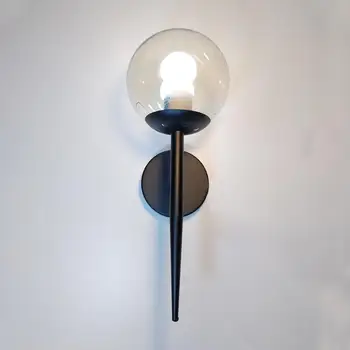 

Decorative Led Wall Lamp Iron Night Reading Beside Lamp Home Stairs Vintage Loft Sconce Wall Lights Glass Ball Gold Black E27