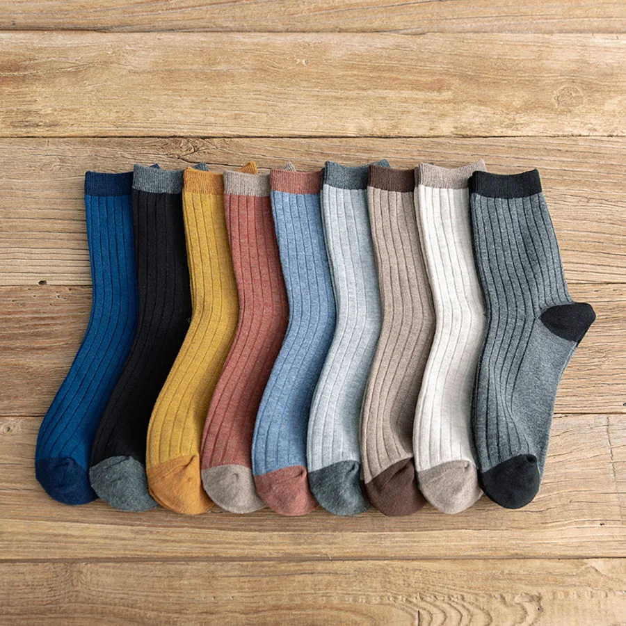 Men Cotton Crew Socks Patchwork Color Beige White Black Grey Blue Yellow Red Casual Sock Spring Summer Autumn 1 Pack|Men's Socks| AliExpress