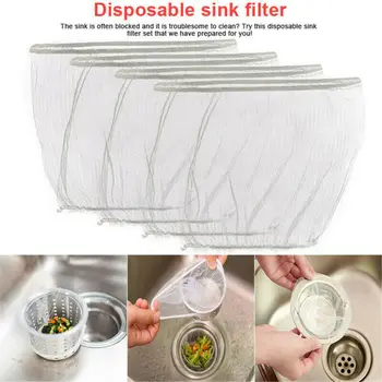 

100pcs Kitchen Drain Net Mesh Residue Hair Filter Sink Waste Strainer Net Bag New
