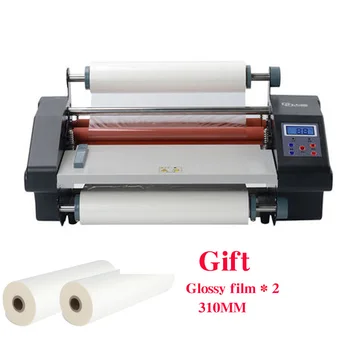 New A3+ 370MM Four roller Laminating Machine 093H Hot Rolling Mill Roller cold laminator Rolling Machine with two Gloss film