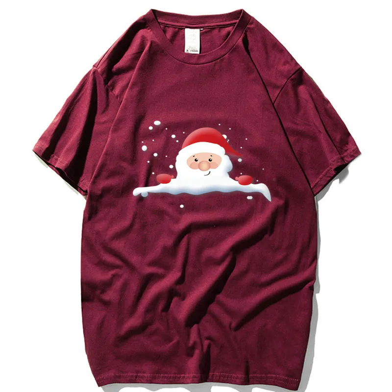 Funny Cartoon Santa Claus Print Black T 