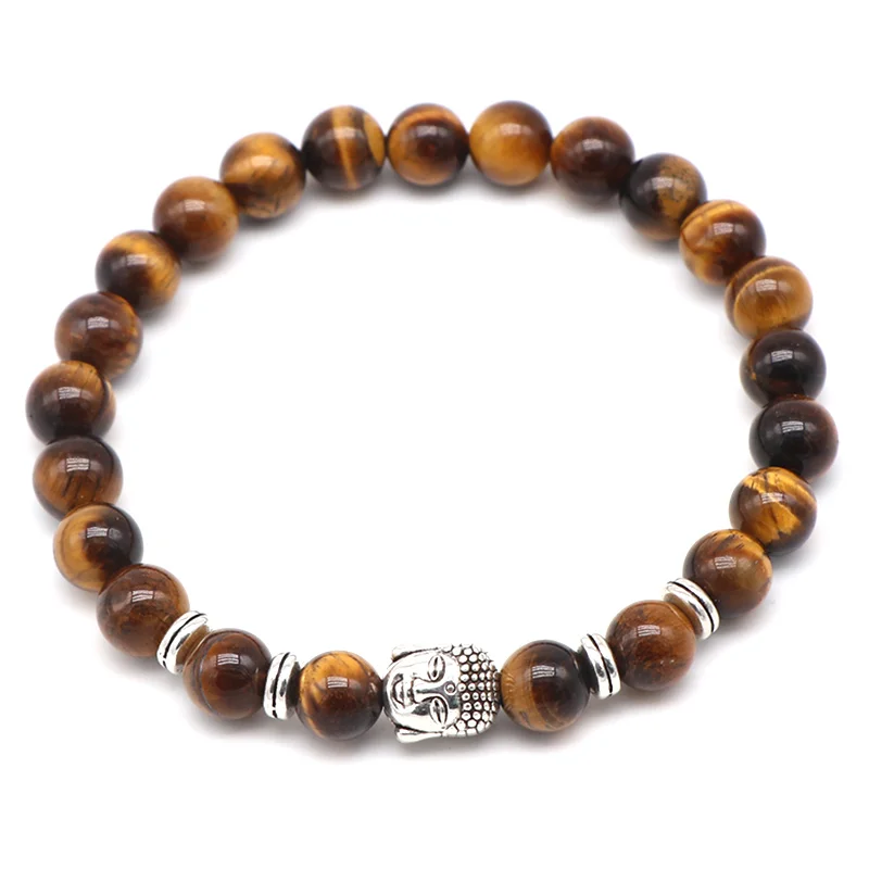 AngqiJewelryTiger глаза бусины браслет для мужчин очаровательный натуральный камень Braslet для мужчин ручной работы повседневные ювелирные изделия Размер 8 мм