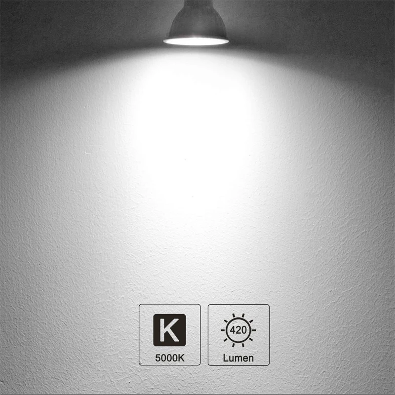 10 Pack Dimmable GU10 LED Bulbs Equivalent MR16 Spotlight 50W Halogen Equivalent  Beam Angle 500LM Lampara 5000K Warm White