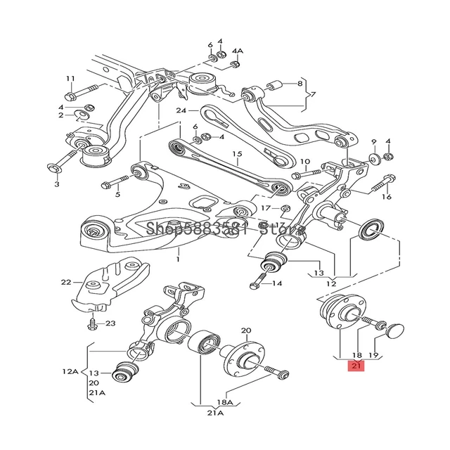 Moyeu et roulement de roue de voiture, Vol ksw age nMa got anG olf CC Sag  ita-r, bras de suspension de roue arrière, boîtier de roulement