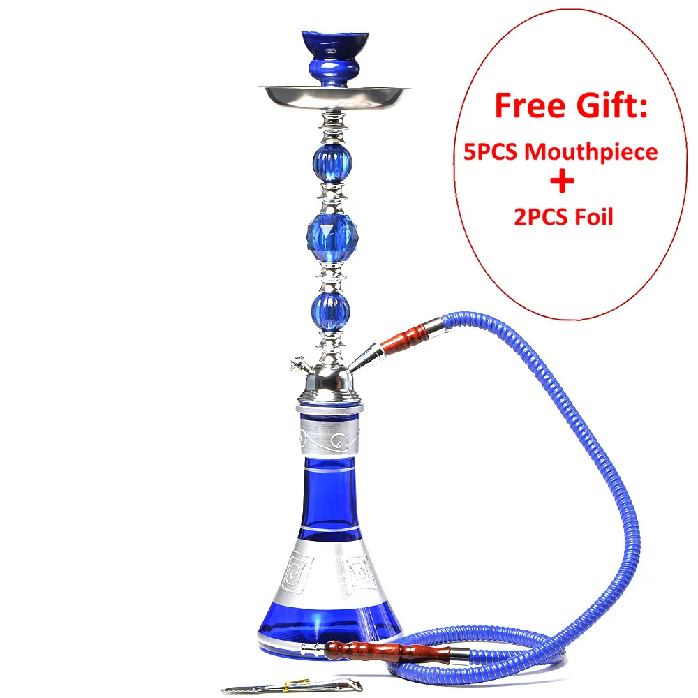 Путешествия Стекло Шиша кальянная трубка Chicha Narguile Completo Nargile Waterpijp с Sheesha керамическая чаша для угля щипцы аксессуары - Цвет: One Hose Blue