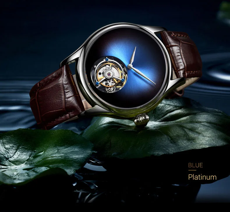 Высококачественные роскошные мужские Tourbillon часы со скелетом, сапфировый Леопард с кристаллами, градиентный циферблат, мужские механические наручные часы s Tourbillon