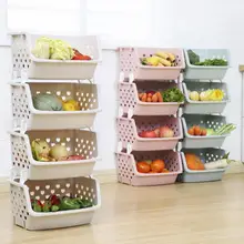 

Hot Sales!!! Durable Stackable Storage Basket Hollow Fruit Vegetable Organizer Kitchen Tool