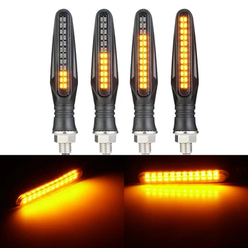 

4Pcs Motorcycle Turn Signal Double Row Streamer MK-280 24SMD Sequential LED Indicator 12V Moto Running Lights With E-Mark