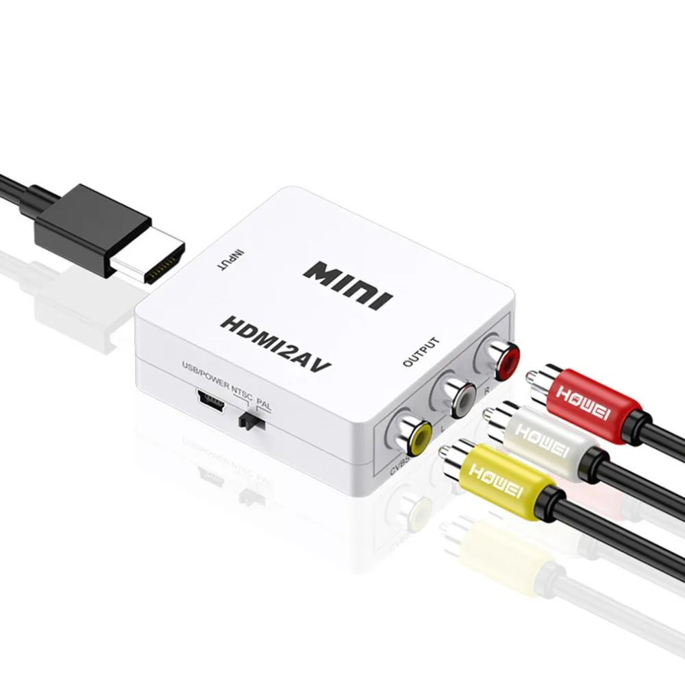 HDMI К AV Scaler адаптер HD видео композитный конвертер коробка HDMI к RCA AV/CVSB L/R видео 1080P мини конвертер