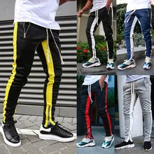 Для мужчин s твердые ноги на молнии для отдыха Штаны Повседневное Фитнес Для мужчин спортивная одежда Спортивные штаны узкие спортивные Штаны брюки тренажерные залы трек Штаны