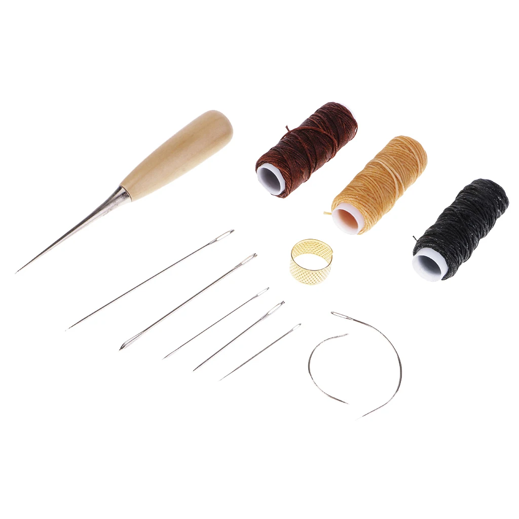 12 Pieces/Set Leather Waxed Thread Sewing Thread Needles Stitching Tools Kit for Diy Leather  Hole Punch Sewing Accessories